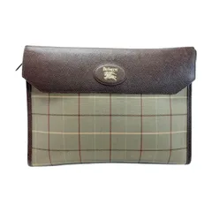 ☆☆Burberrys バーバリーズ チェック柄 キャンバス×レザー オリーブ セカンドバッグ クラッチバッグ