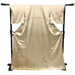 H174 単衣 正絹 訪問着 トールサイズ 身丈168cm 汕頭刺繍 ししゅうの着物 菊 萩 フォーマルからカジュアルまで 仕立て上がり 美品