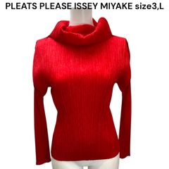 美品　プリーツプリーズ　PLEATS PLEASE タートル　カットソー　赤、レッド　トップス　3、M  レディース　S5Q633