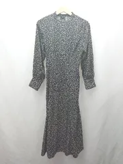 ◇ ⊂ NATURAL BEAUTY BASIC 花柄 長袖 ロング ワンピース サイズM ブラック レディース E  【1503060042083】