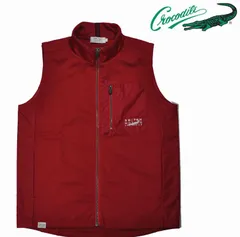 [クロコダイル] ニット ベスト 衿スタンドカラー 脇布帛切替 前ファスナー 春夏   Mサイズ　3赤