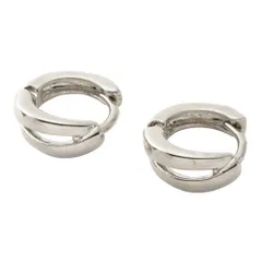 【シルバー×ピアス】[Cream dot. クリームドット公式] ピアス レディース  フープ 小さめ 極小 中折れ キャッチレス 開閉式 ミニマム ダブルライン 曲線 大人 上品 エレガント きれいめ オフィス 会社 通勤 シンプル 