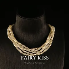 ネックレス 精巧 多層 5層 スワロフスキー風 ガラス パール 合わせやすい ラグジュアリー 高級感 デザイン 中世風 アクセサリーYUA306