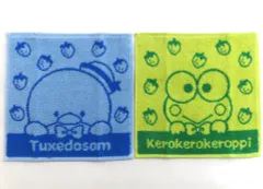 【中古】タオル・手ぬぐい 19.けろけろけろっぴ＆タキシードサム グリーン＆ブルー プチタオルセット 「サンリオ当りくじ サンリオキャラクターズ当りくじ」