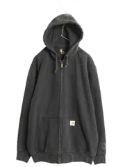 【お得なクーポン配布中!】 US企画 カーハート フルジップ スウェット フード パーカー メンズ XL / 古着 トレーナー ヘビーウェイト 大きいサイズ 裏起毛 撥水加工 黒