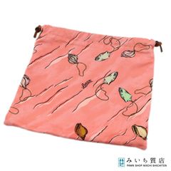 極美品 LOEWE ロエベ ドローストリングポーチ 巾着 バッタ 花柄 チョウ 