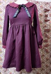 ANK ROUGE あずき色ピンストライプワンピース ［中古品］