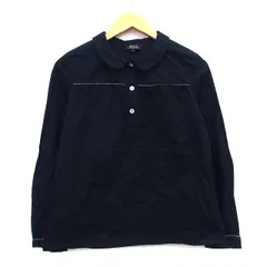アーペーセー A.P.C. カットソー ブラウス 無地 ライン 長袖 ヘンリーネック コットン 綿 S ブラック 黒 /HT16のサムネイル