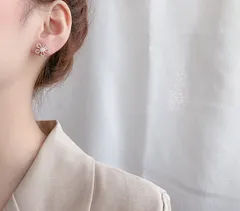 お花ジルコンピアス イヤリング 小パール可愛い系 #10