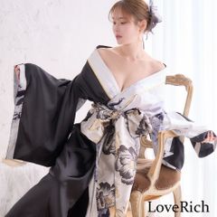 LoveRich 花魁風 ミニ着物ドレス グレー 花柄 - メルカリ