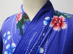 【京松】【着物】浴衣　折り鶴に花文　身丈約161.5cm　裄丈約66.5cm　r7z04-278