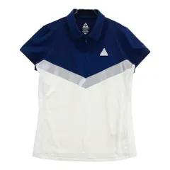 サイズ：L LE COQ GOLF ルコックゴルフ  ハーフジップ 半袖ポロシャツ  ネイビー系 [240001267209] ゴルフウェア レディース ストスト