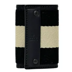 グッチ GUCCI キーケース メンズ ブランド キャンバス ブラック ベージュ 106666 ベージュライン モノトーン シンプル 【中古】