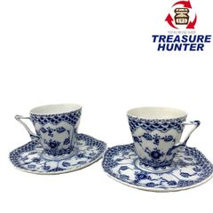 ロイヤルコペンハーゲン　ブルーフルーテッド　フルレース　コーヒーカップ＆ソーサー　ペア　ROYAL COPENHAGEN 【106060262003】