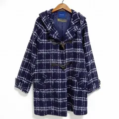 #wnc マドモアゼルノンノン MademoiselleNONNON ダッフル コート ネイビー 水色 チェック イタリア製生地 レディース [931956]