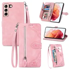 【在庫処分】ケース SCG09 SC-51B 手帳型 5G S21 ビジネスフリップノートレザーケースシンプルなレトロなファッション携帯電話ケース防水と汚れた携帯電話ケース多機能財布収納付きスタンド携帯電話シェルPUレザー保護カバー耐久性のある摩擦(ピンク)