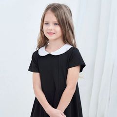 ★送料無料★キッズドレス　お呼ばれ半袖ワンピ　子ども服★120㎝　ブラック