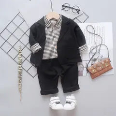 ☆ ブラック ☆ 110CM ☆ フォーマルスーツ キッズ mw90103 フォーマルスーツ キッズ シンプル パンツスーツ フォーマル スーツ ジャケット 無地 シャツ ズボン パンツ 子供服 子ども服 チェック柄シャツ 長袖 男の子 子供 子ども こども