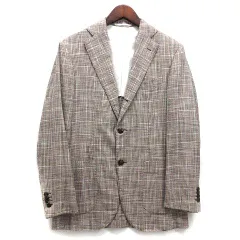 バルバ BARBA GLAR ロロピアーナ コットン シルク 段返り テーラード ジャケット グレンチェック ブラウン系 42 春夏のサムネイル