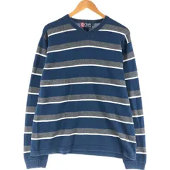 古着 90年代 ラルフローレン Ralph Lauren CHAPS チャップス マルチボーダー Vネック コットンニットセーター メンズM相当/eaa468817
