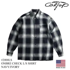 【カラー：ネイビー/アイボリー】キャルトップ カルトップ CALTOP #2000LS オンブレ チェック 長袖 フランネル シャツ 米国製 アメリカ製 メンズ ネルシャツ チェックシャツ レギュラーサイズ 大きいサイズ