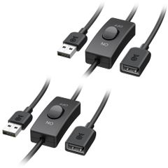 Matters Cable 0.9m USB 2.0 Extension Cable, Female to Male, Black, Type A, with On/Off Switch, Set of 2