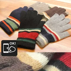 レトロボーダー タッチ グローブ 防寒 あったか レディース メンズ おしゃれ