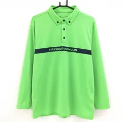 ★特価★【超美品】アンダーアーマー 長袖ポロシャツ ライトグリーン 織生地 ボタンダウン  メンズ XL/TG/EG ゴルフウェア UNDER ARMOUR