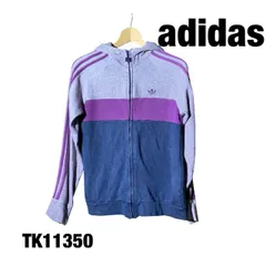 adidas パープル 長袖 ジャージ ワンポイント ロゴ フード カジュアル スポーツ 古着 TK11350