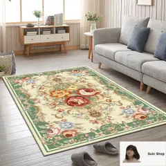 美品★家庭用カーペット/玄関マット 160*230cm 長方形 ペルシャ絨毯 滑り止め付