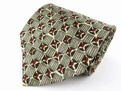 クリツィア ブランドネクタイ 総柄 スクエア柄 シルク イタリア製 メンズ カーキ KRIZIA 【中古】