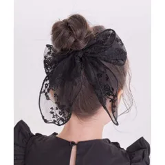 ☆ ブラック ☆ フリー ☆ ケイティ総レース立体リボンヘアゴム(2color) キッズ ヘアゴム リボン レース 48182102 ケイティ総レース立体リボンヘアゴム 大きめ 女の子 大人っぽい 卒園式 入学式 結婚式 発表会 オシャレ 可愛い おしゃれ