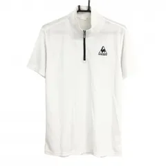 ルコック 半袖ハイネックシャツ 白×黒 ロゴ刺しゅう ハーフジップ ネック汚れ メンズ  ゴルフウェア le coq sportif