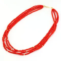 K18YG　ネックレス　necklace　サンゴ（着色）　総重量約35.2g　約48cm