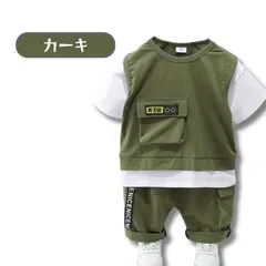 送料無料 カーキ ワークカジュアル風 上下2点セット 半袖 カーゴ短パン ストリートカジュアル かわいい かっこいい 男の子 ボーイズ キッズ 春夏 韓国子供服 80cm 90cm 100cm 110cm 120cm