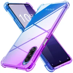Xperia 5 ケース クリア 薄型 グラデーション色 ケース SO-01M SOV41 901SO ケース 軽量 tpu 耐衝撃 スマホケース 透明 米軍MIL規格取得 おしゃれ 黄変防止防塵一体型 人気 エクスペリア 5 携帯カバー 紫/ブル