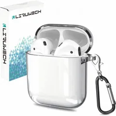 AirPodsケース クリア エアーポッズ用 ケース カラビナ付き (airpods 1/2,透明)