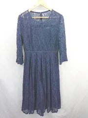 ◇ ⊂ 新品 darial ダリアル オールレースフォーマル 長袖 膝下丈 ワンピース サイズLL ブルー系 レディース E  【1507080013665】