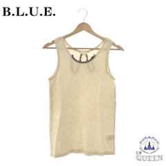 ☆美品☆ B.L.U.E. ビーエルユーイー トップス タンクトップ 袖なし ドット柄 カジュアル オシャレ レディース ホワイト M 901-3480 送料無料のサムネイル