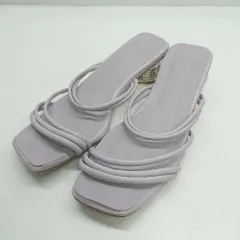 ◇ ⊂ Menue スクエアトゥ 多連ストラップ クリアヒール ヒールサンダル サイズS ラベンダー レディース E  【1409240068877】