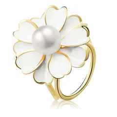 カメリア真珠 3リング スカーフ バックル花スカーフバックル ブローチ リングクリップ ショール バックル 　スカートシュリンクバックル　装身具