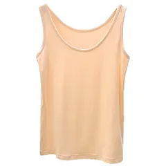 タンクトップ キャミソール レディース インナー 肌着 大きいサイズ ストレッチ さらさら ツルツル とろみ すっきり フィット Uネック 下着 黒 白 茶 緑 rr-004