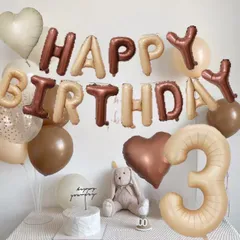 【 くすみ カラー デコレーション バルーン ＆ ナンバー バルーン ＆ ハート セット】 お誕生日 飾り付け   記念日　Happy Birthday パーティー のための誕生日バルーン 誕生日装飾 風船セット HarunHarun  記念日　大人飾り　1歳