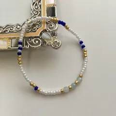 アクアマリン　ビーズ　ブレスレット