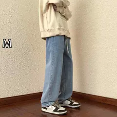 [M]メンズ ファッション 服 オシャレ シンプル 大人 かっこいい 大きいサイズ ストリート 紳士服 アメリカン ジーンズ 春　秋 ストレート レッグ カジュアル ワイド ロング パンツ