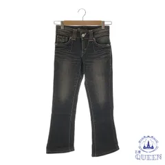 ☆美品☆ SOMETHING EDWIN サムシング エドウィン パンツ デニム ボタン 丈ワイド レディース ブラック 25 901-6796 送料無料 古着