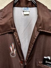 70年代U.S.A.製ネオサイコビリーロックンロールポリエステルシャツ黄金サイズ