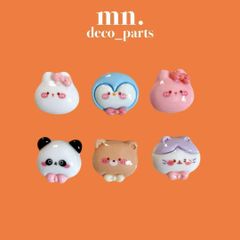 【1つ25円】18個/各3個★デコレーションパーツ　ハンドメイド資材　　アニマル　パンダ　ねこ