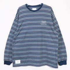 WTAPS ダブルタップス 23SS BDY 01/LS/COTTON.TEXTILE.WUT 231ATDT-CSM20 ボーダー ロングスリーブ WTAPS URBAN TERRITORY ロンT 長袖 Tシャツ ネイビー