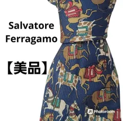 【美品】サルヴァトーレフェラガモ　Salvatore Ferragamo　ネクタイ　シルク　ホース柄　ハイブランド　高級　セレモニー　スーツ　入園式　卒園式　入学式　卒業式　入社式　結婚式　フォーマル